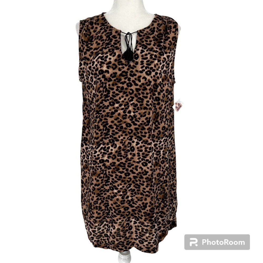 Beach lunch lounge - Sleeve Casual Dress - Coverup Women’s Large Leopard